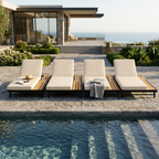 Black Iron + Teak Finish Chaise Lounge Set