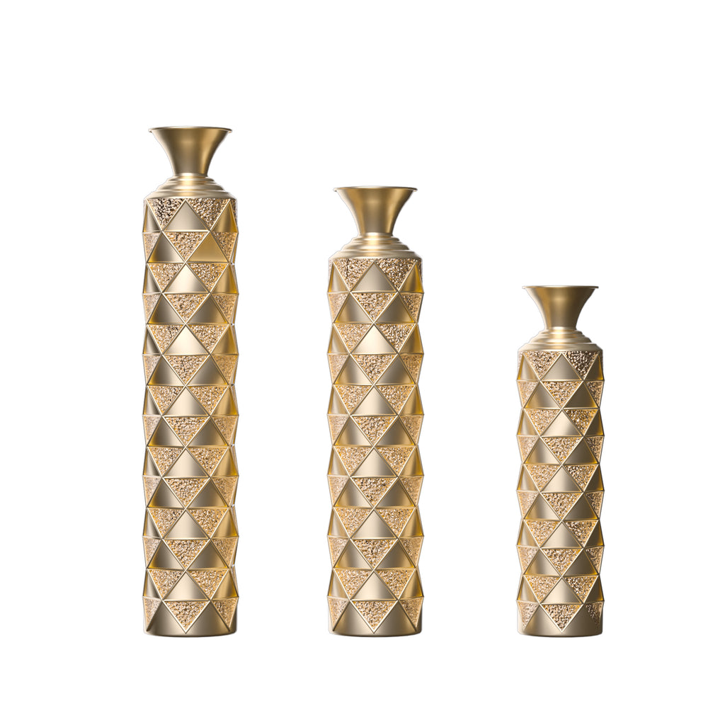 Semi-Handmade Metal Floor Vase Set of 3
