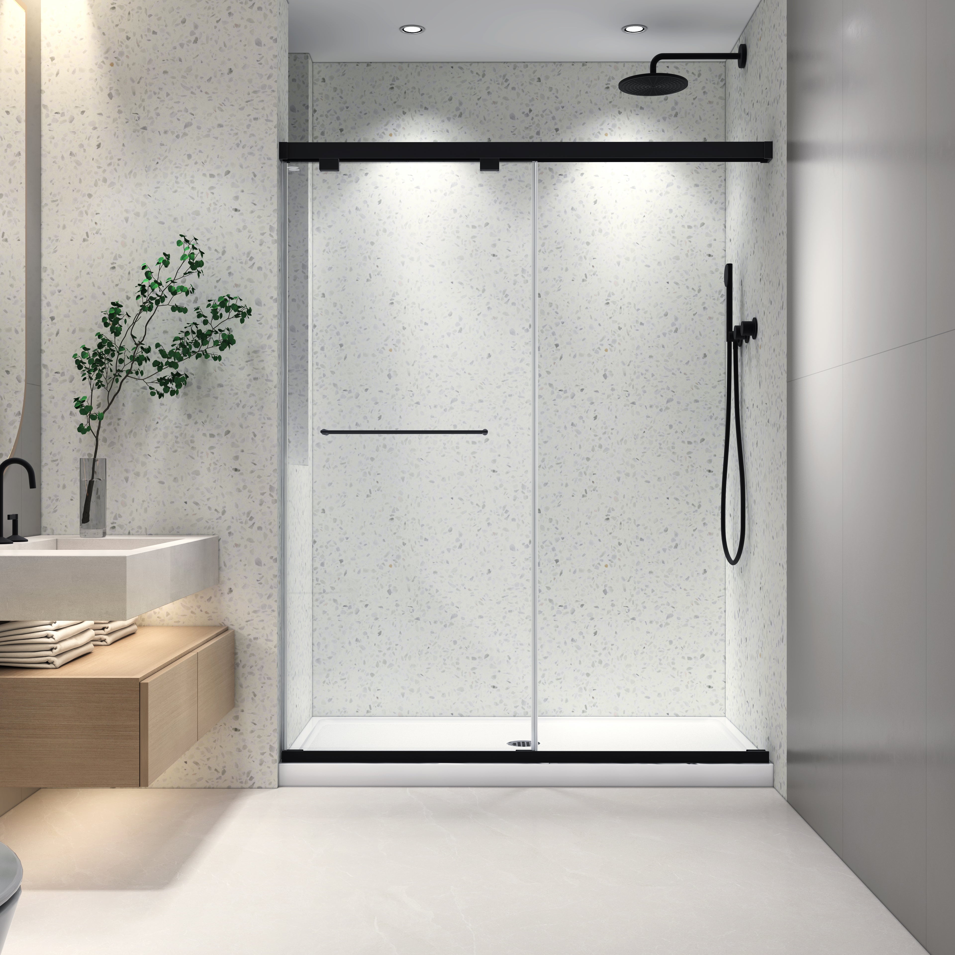 5476 Inch North American Frameless Double Sliding Matte Shower Door