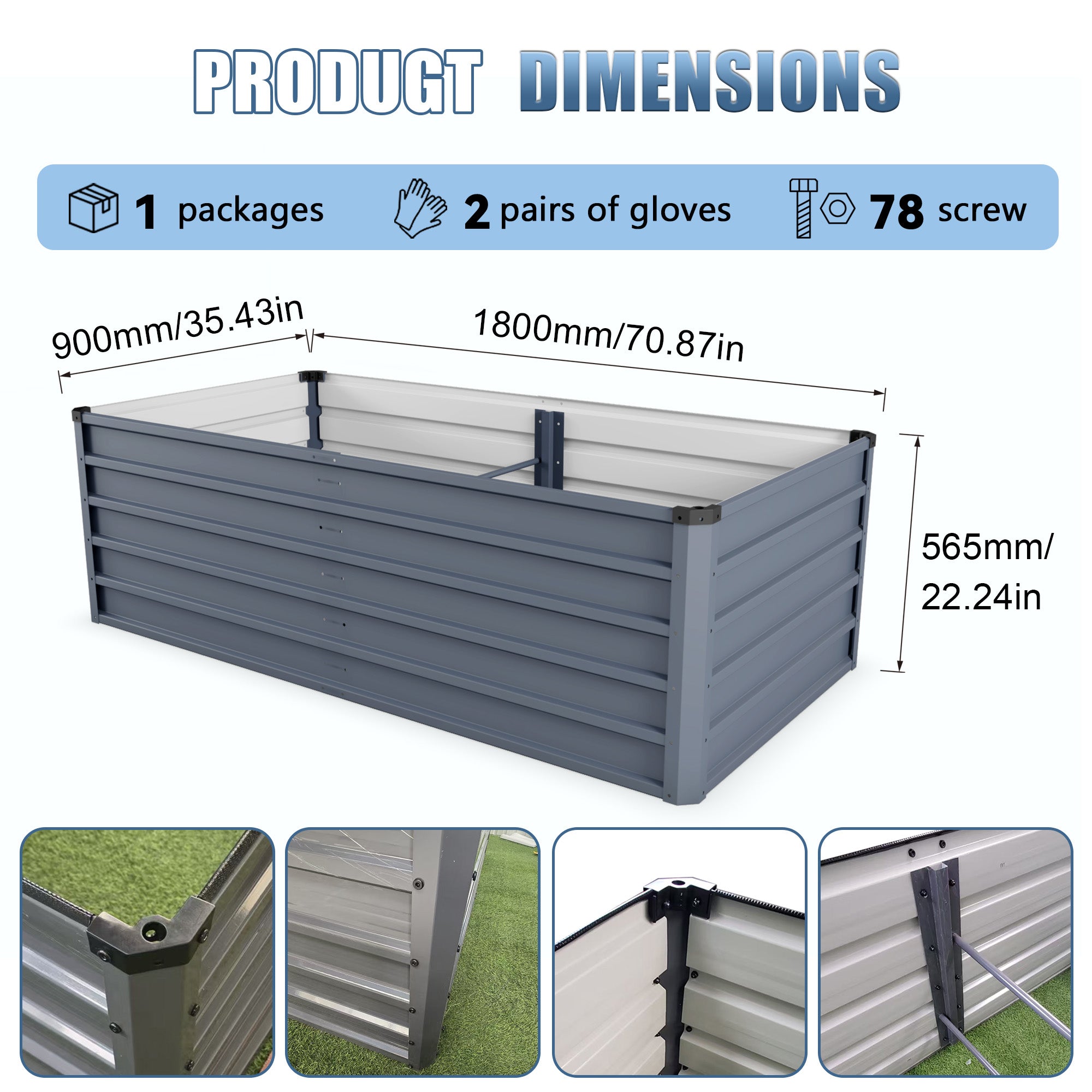 6x3x2ft Large Raised Garden Bed