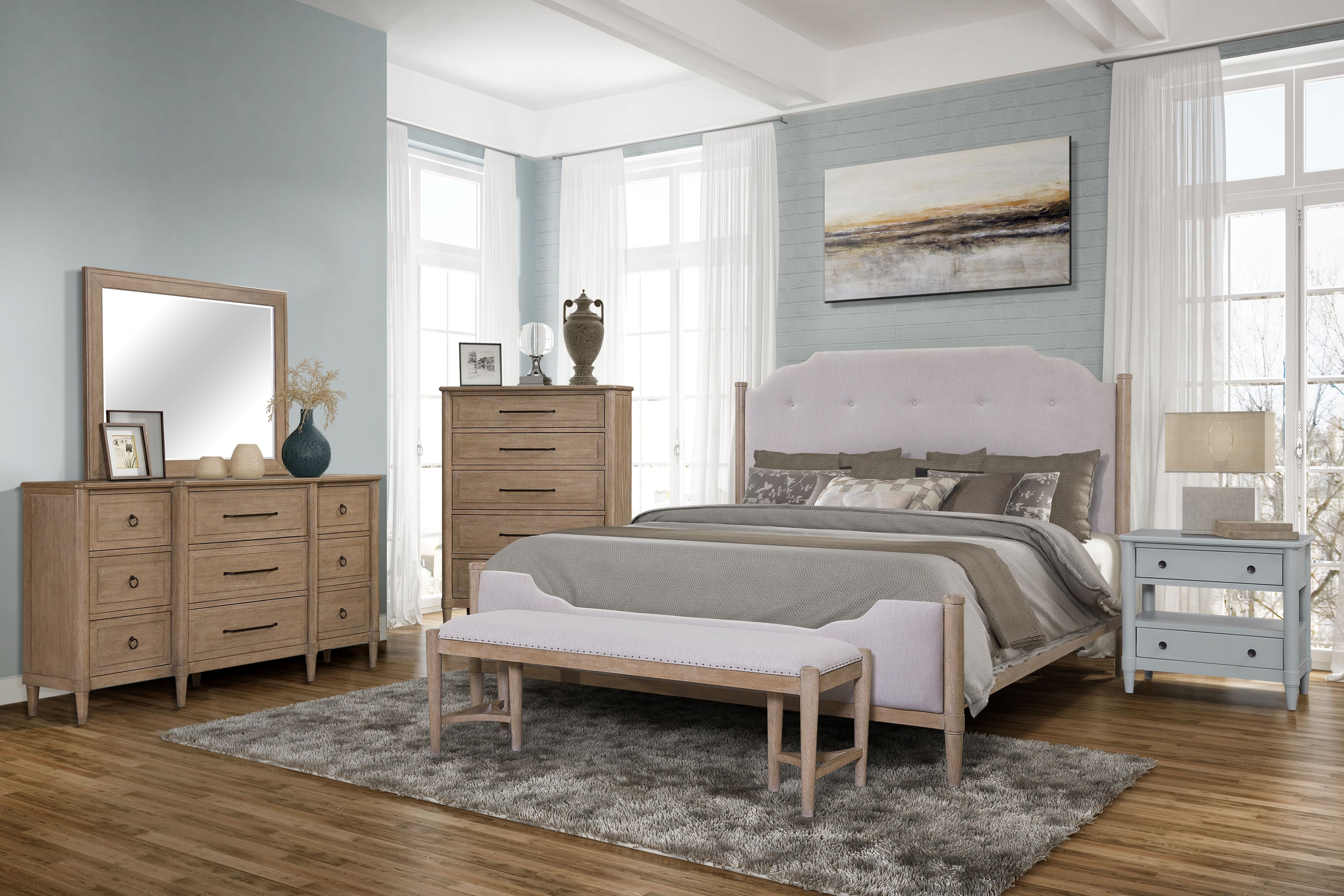 Open Nightstand with Ocean Finish