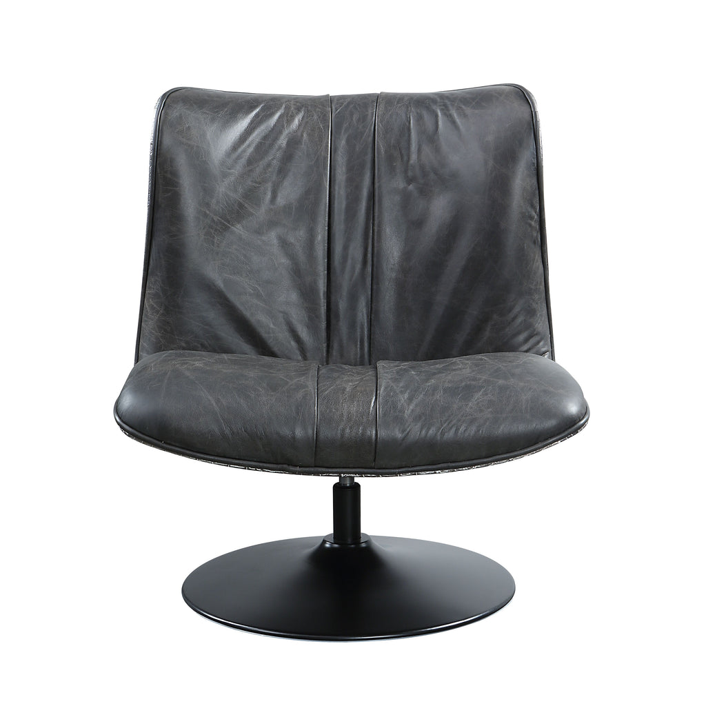 Piotr Black Leather Accent Chair