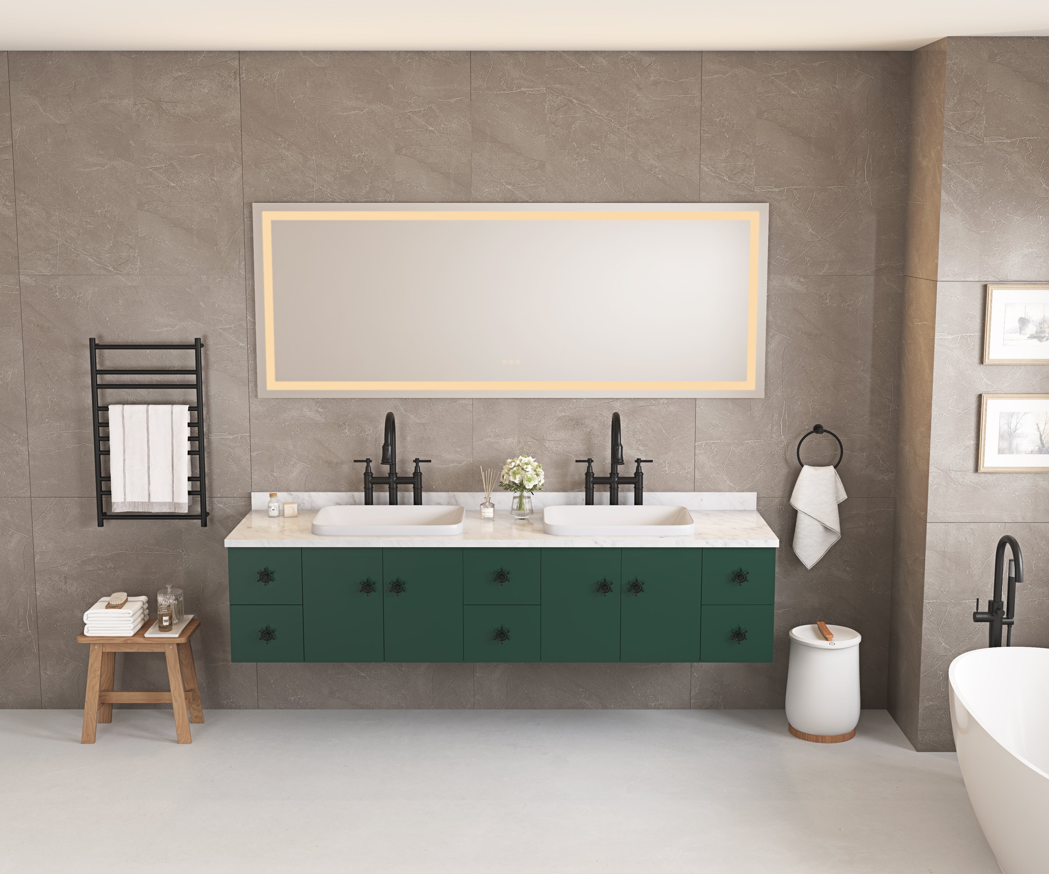 96" x 36" LED Bathroom Mirror with Front and Backlight