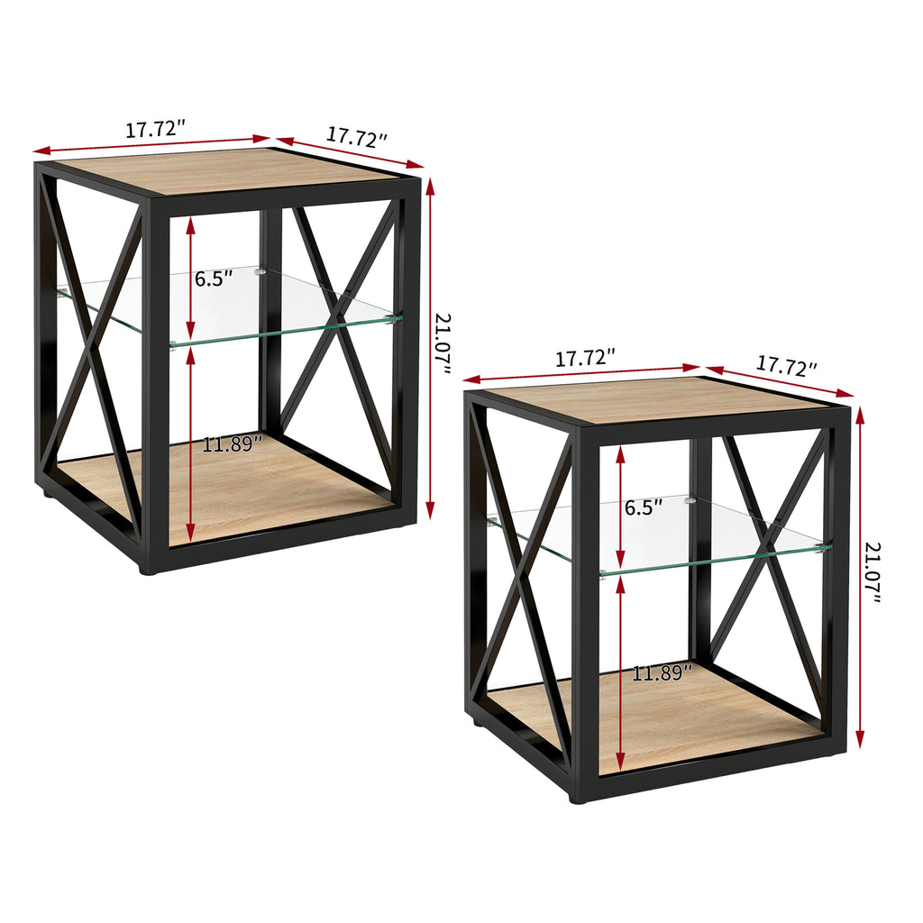 Set of 2 Modern End Table Nightstand for Bedroom & Living Room