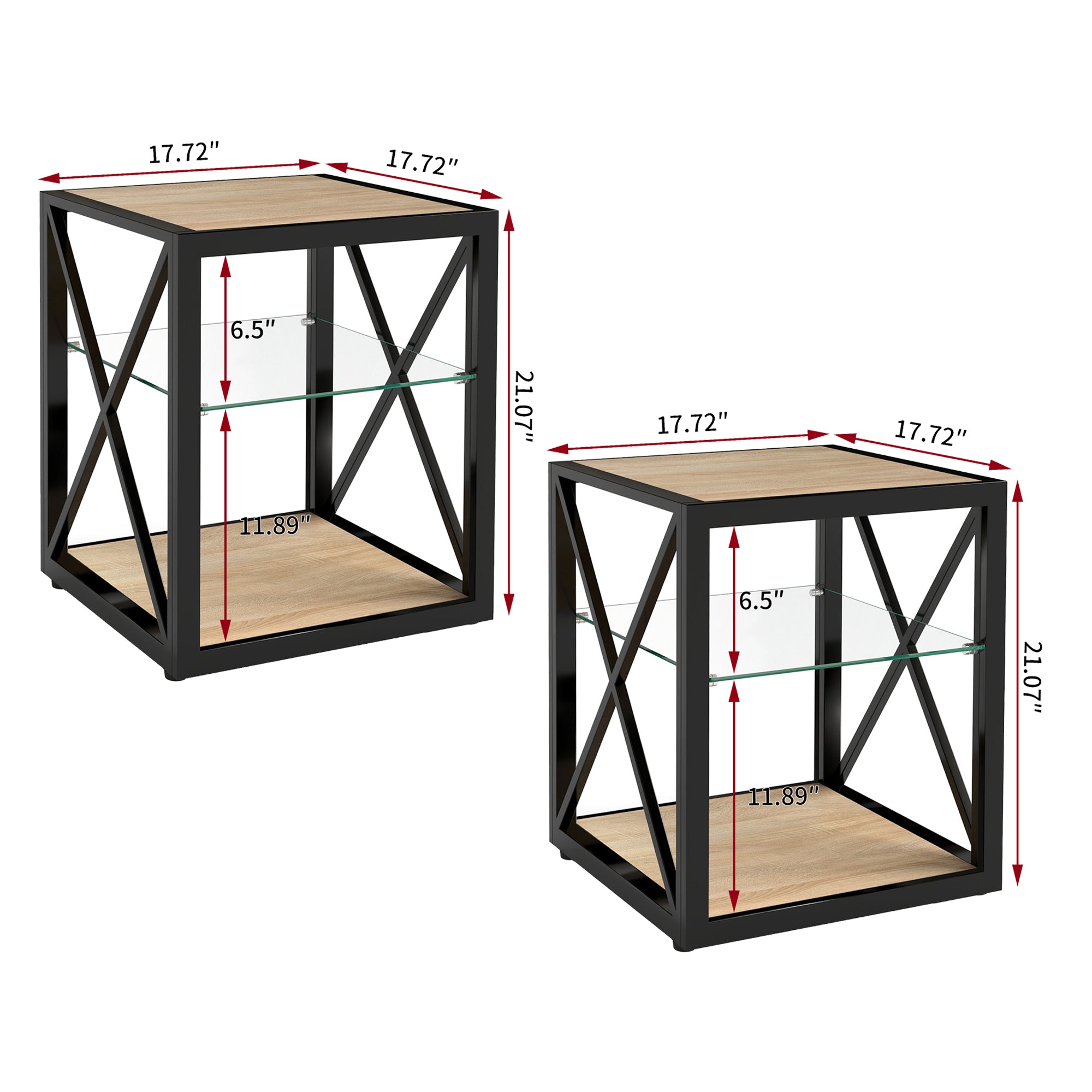 Set of 2 Modern End Table Nightstand for Bedroom & Living Room