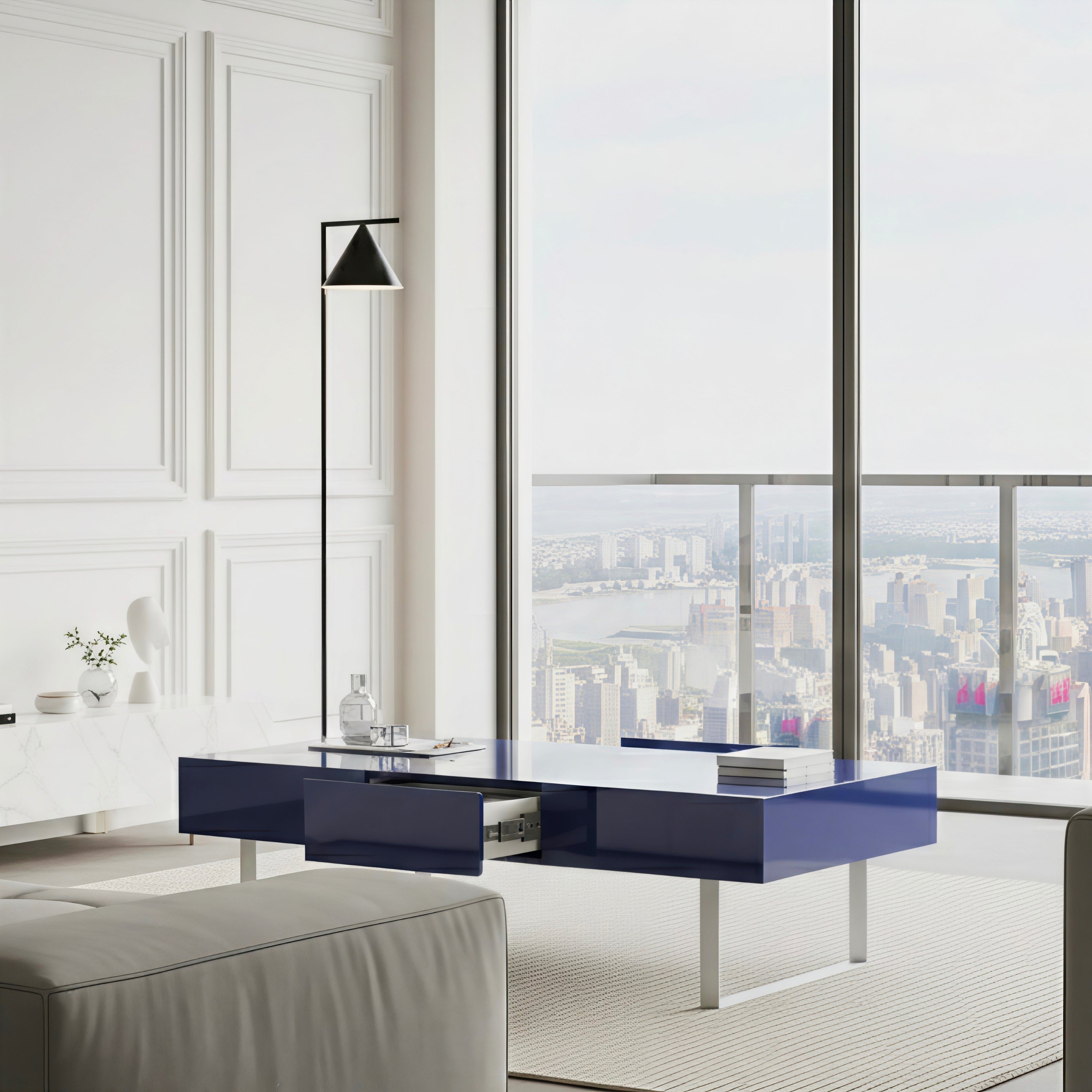 High Gloss Coffee Table - 52.4" x 26.8" x 15.6"