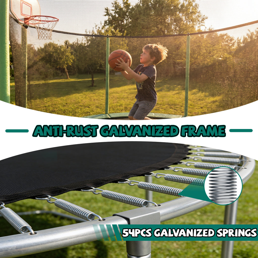 10FT Kids Trampoline with Basketball Hoop and Ladder