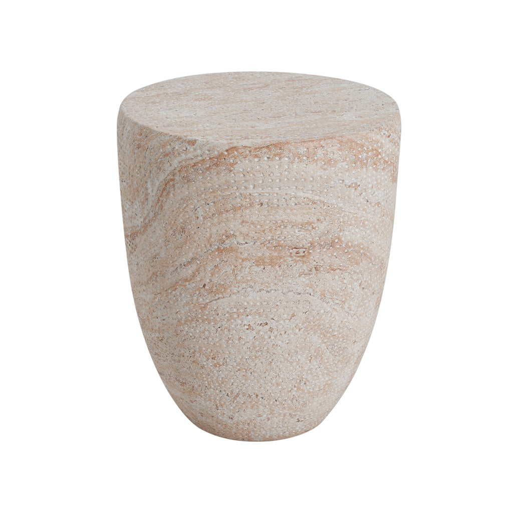 Outdoor/Indoor Lightweight Concrete Side Table - Travertine Finish