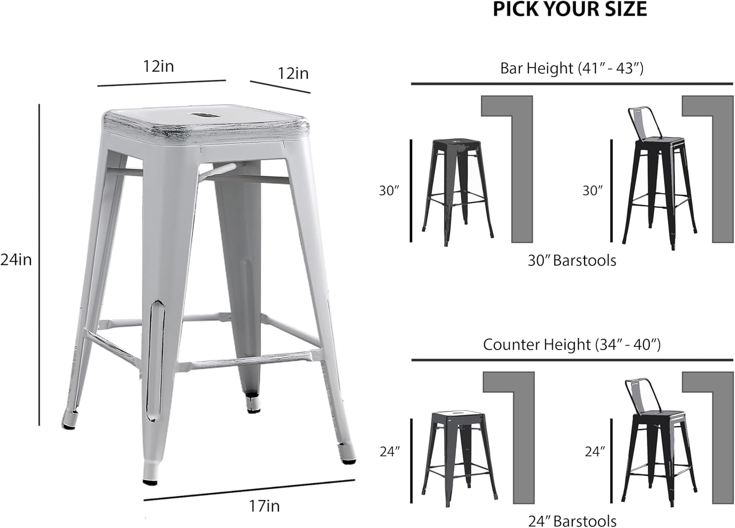 Backless Modern Metal Bar Stools Set of 2