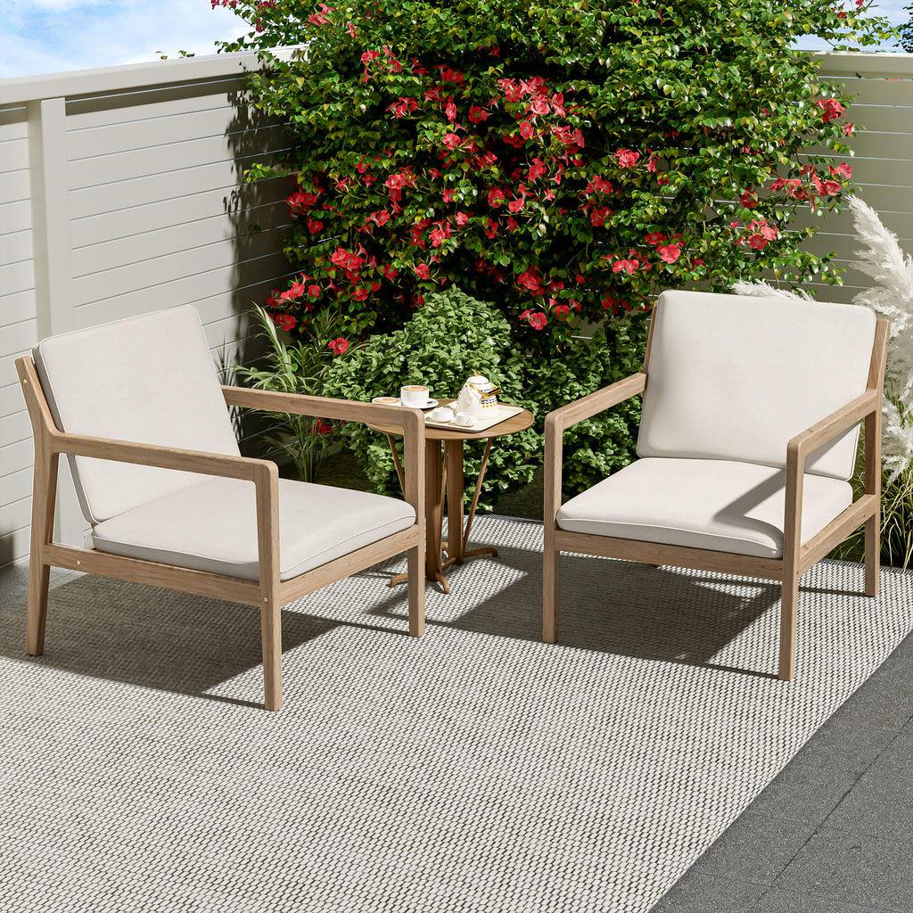 Outdoor Acacia Wood Armchair, Set of 2