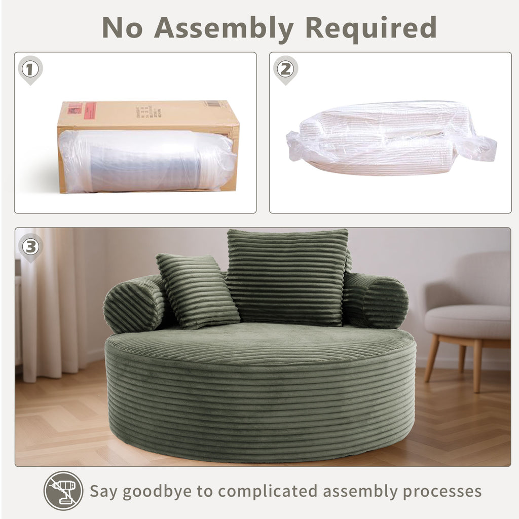 Round Sofa Bed with Memory Foam Sectional Couches