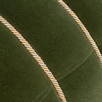 Edward 17.5" Round Upholstered Ottoman with Bullion Fringe, Olive