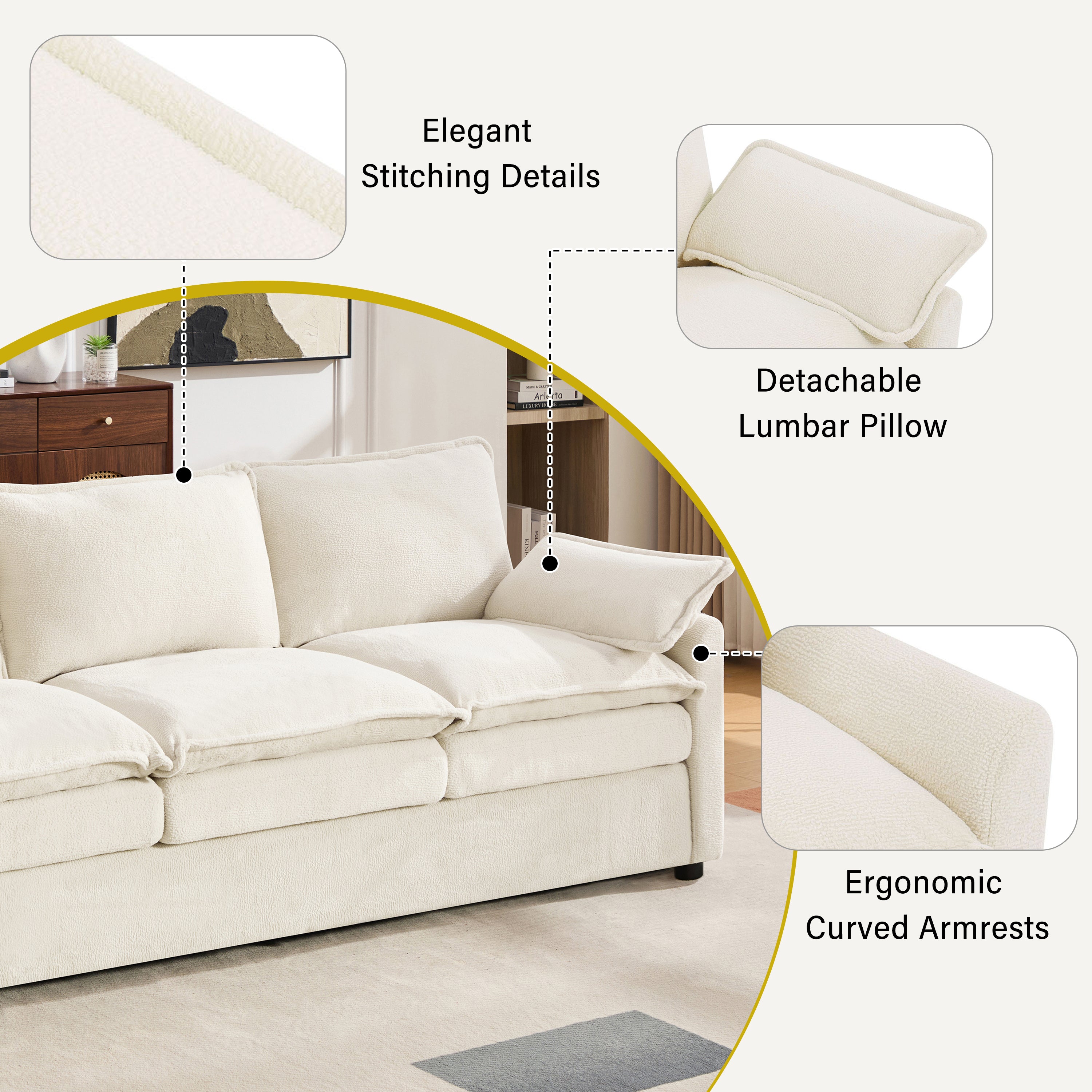 Modern 3-Seater Sofa with Plush Upholstery