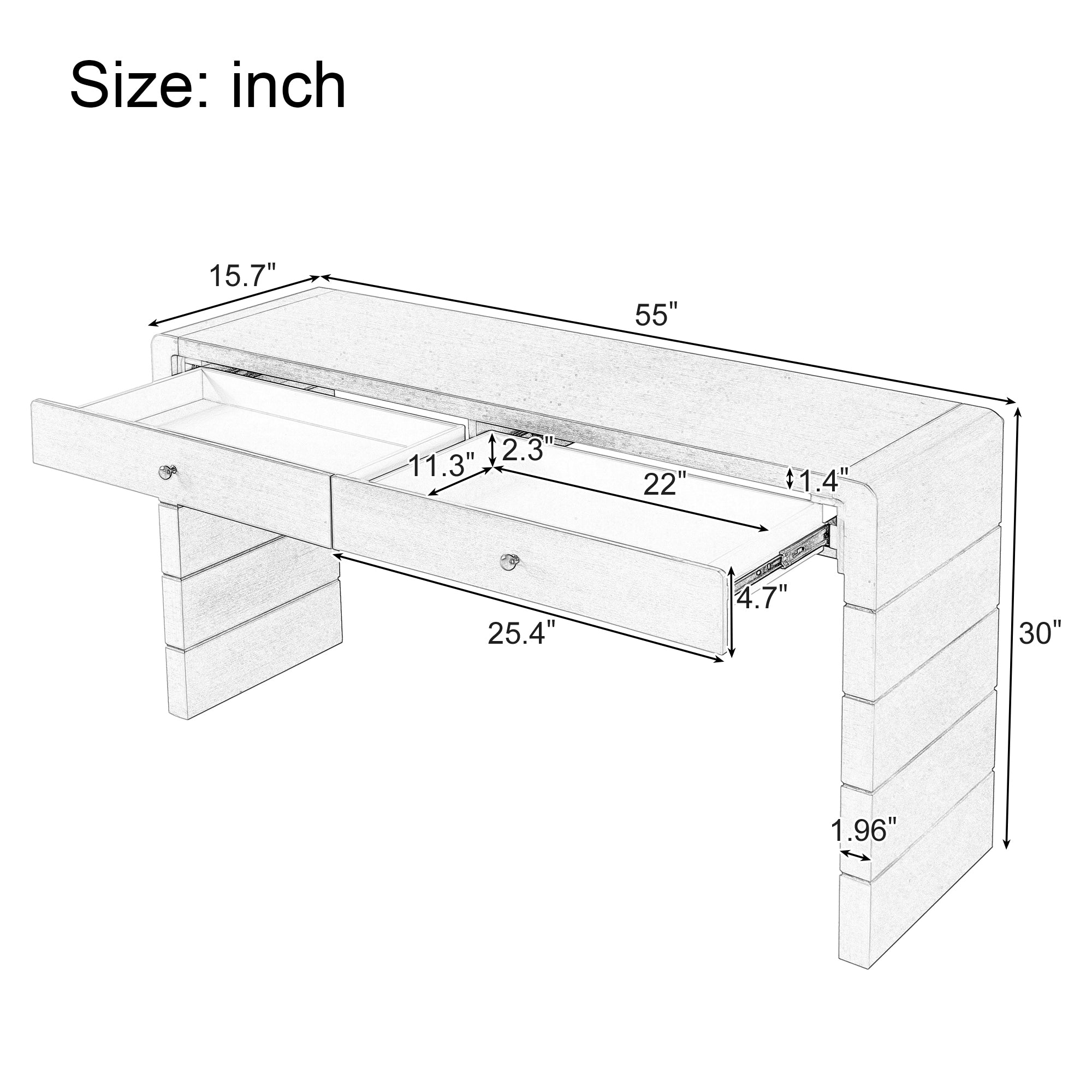 Curved Console Table with Storage