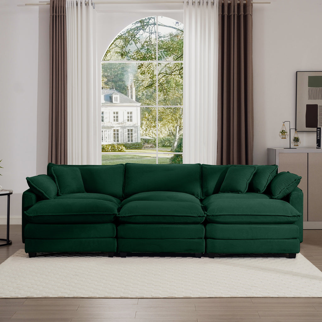 Oversized Modular Cushion Sofa with Portable Ottoman