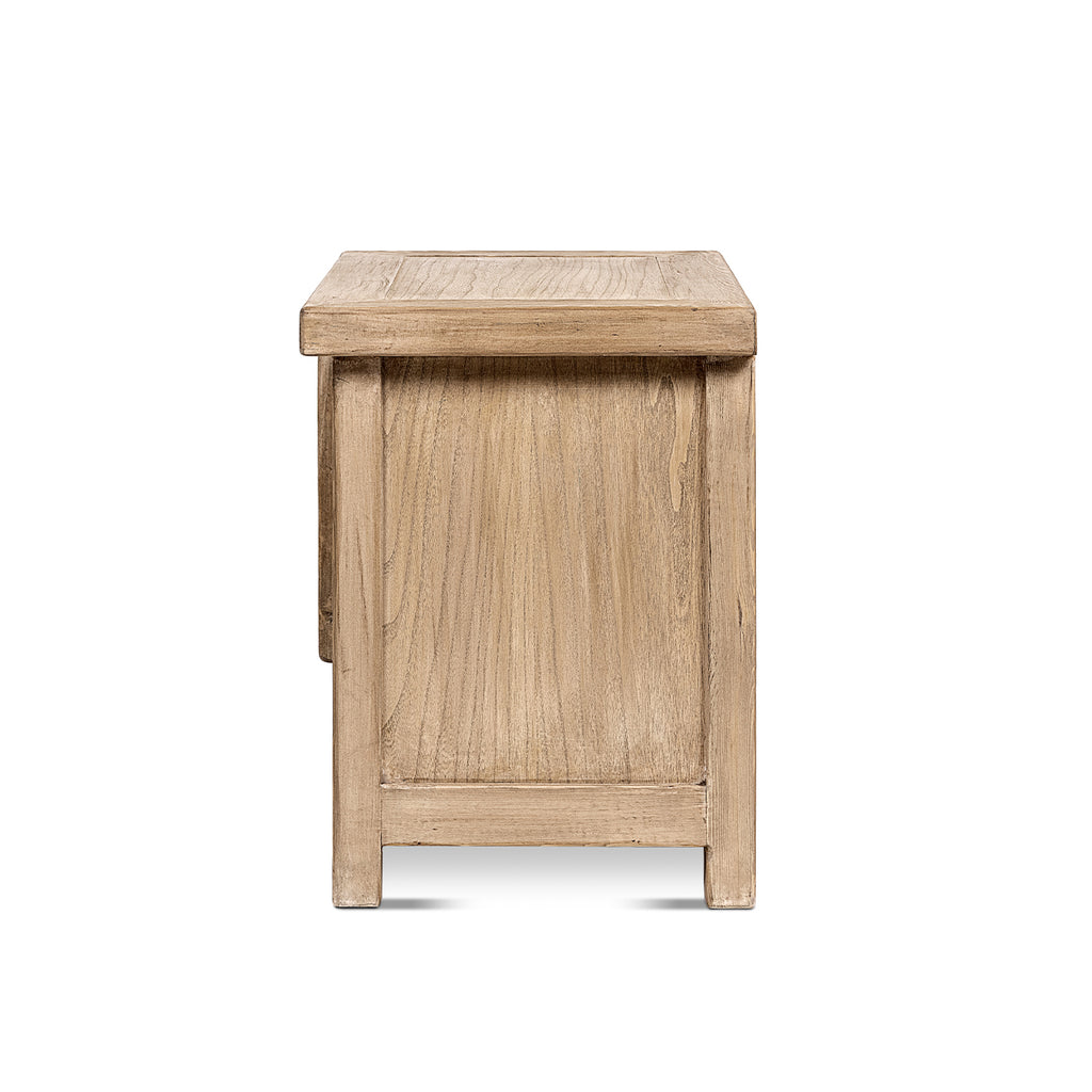 Rowan 28.5" Solid Reclaimed Pine Wood Left Side Table, Heritage Light