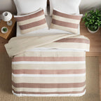 3-Piece Full/Queen Stripe Textured Print Comforter Set