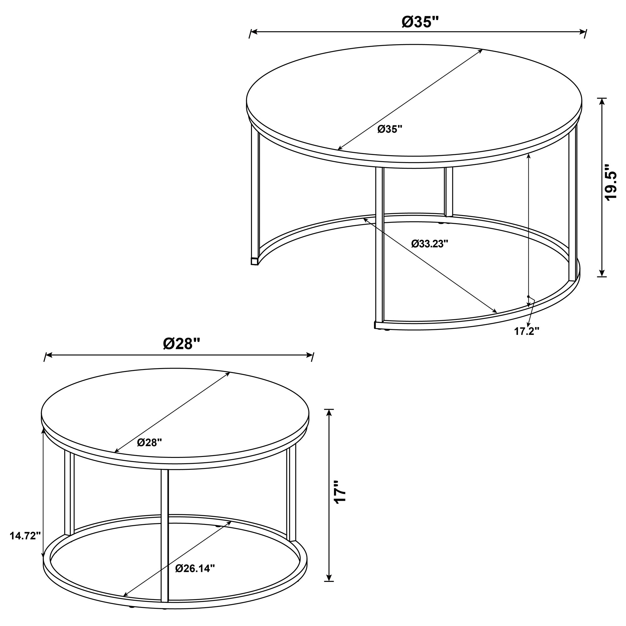Hanover Two-Piece Nesting Coffee Table Set