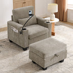 Single Sofa Recliner with Manually Adjustable Backrest - Brown