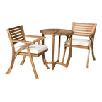 Outdoor Hermosa 3 Pieces KD Wood Dining Set With Cushions