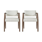 Mid-Century Rubber Wood Upholstered Dining Armchair (Set of 2)