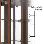 6 Shelf Corner Curio Display Cabinet With Lights, Mirrors, and Adjustable Shelves