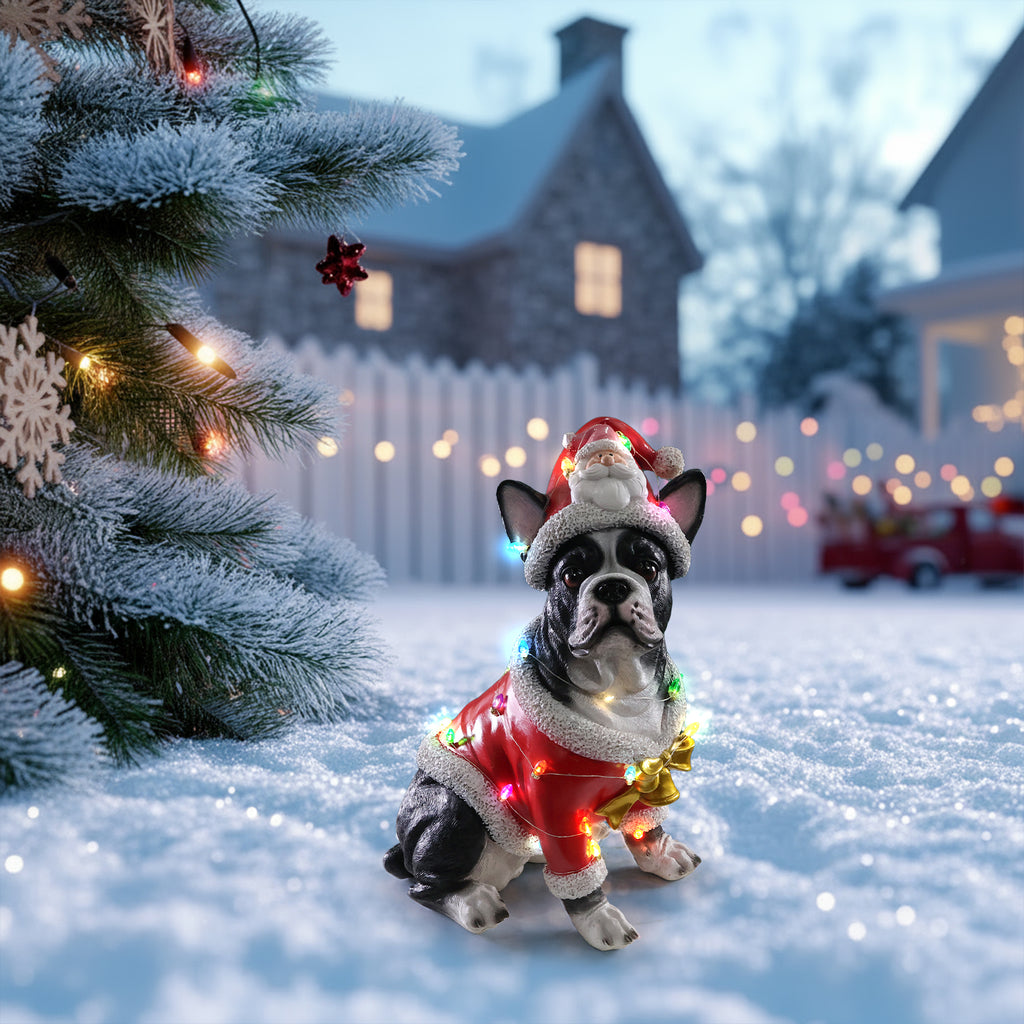 Christmas French Bulldog Statue