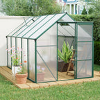 6X10FT Polycarbonate Greenhouse with Raised Base