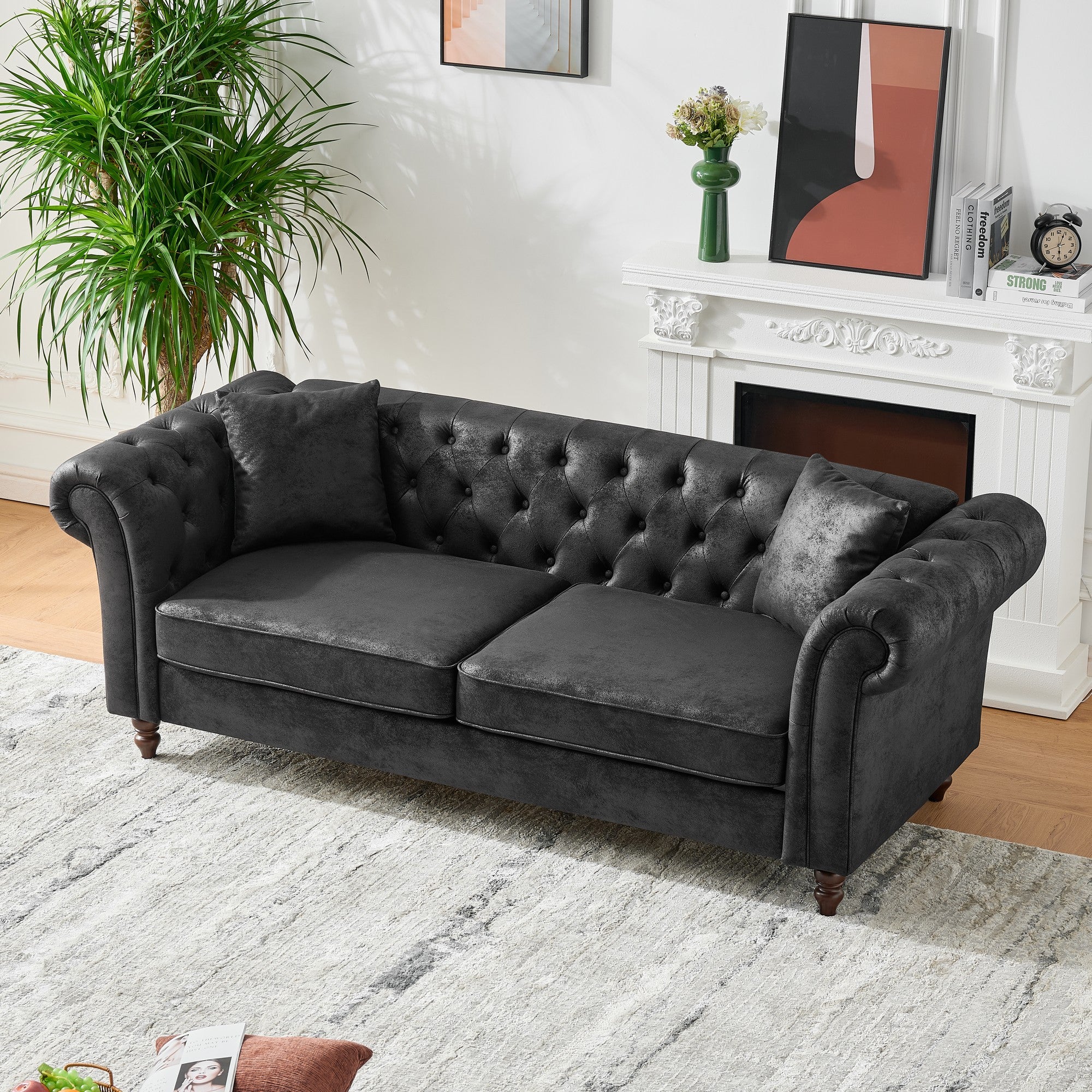 3+2 Seater Chesterfield Tech Fabric Sofa Set