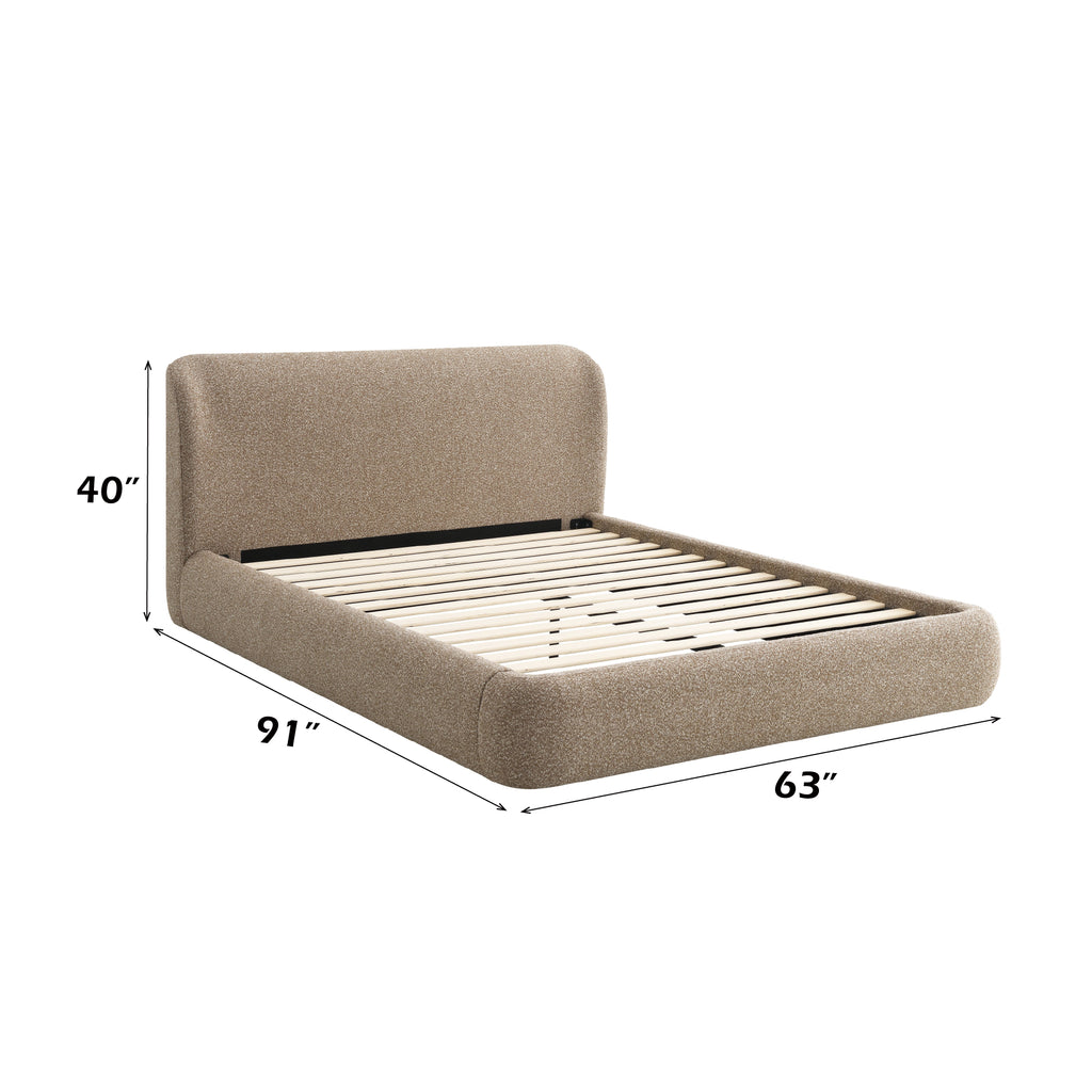 Erica Dark Beige Tweed Full Bed, Tool-Free Assembly