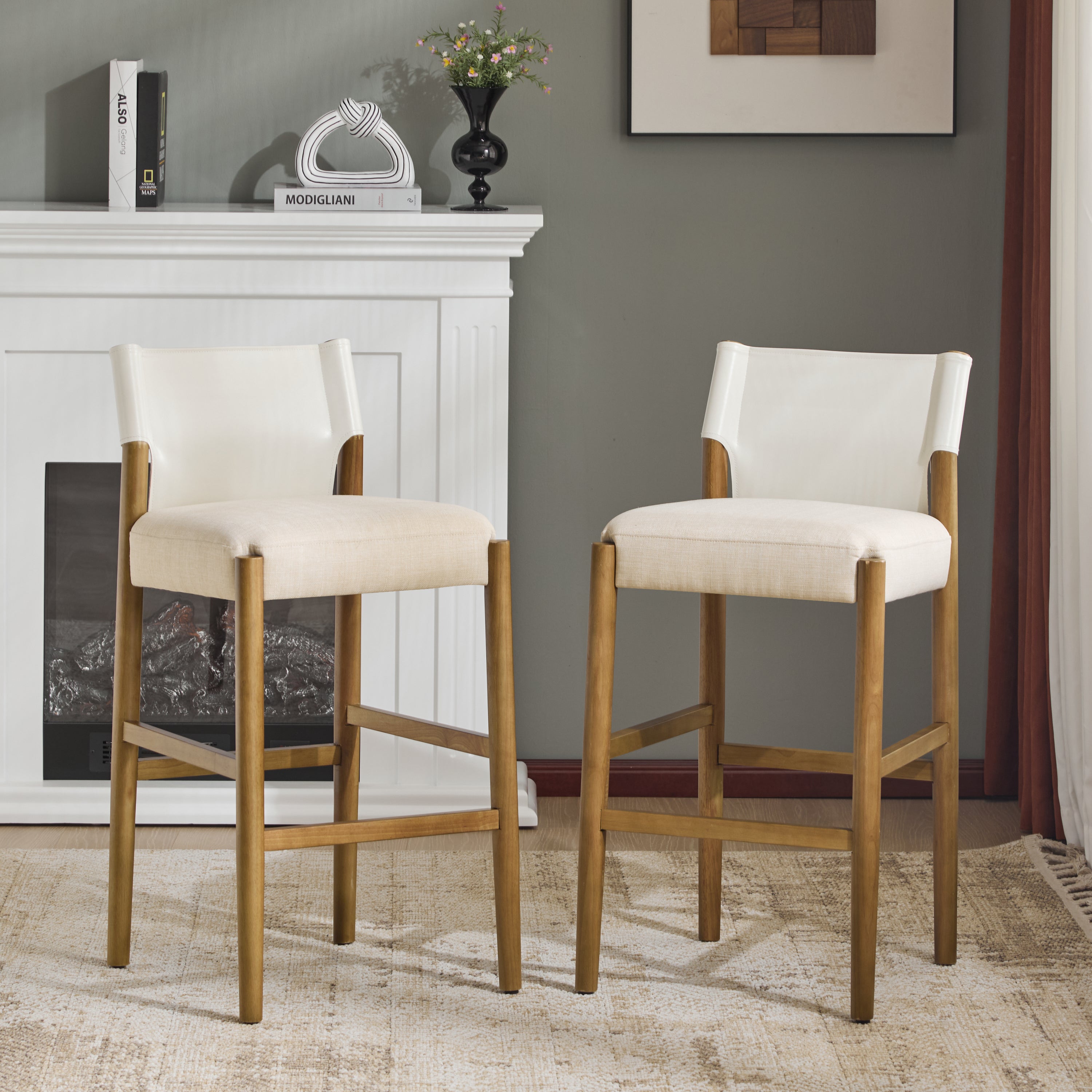 28.5'' Modern Solid Wood Bar Stool Set
