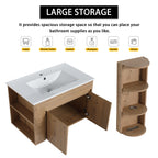 30" Wall-Mounted Bathroom Vanity With Sink and Storage Rack