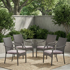 Outdoor PE Rattan Stacking Chair Set with Cushions (Set of 4)