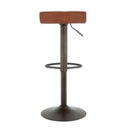 Barstool in Antique Metal and Faux Leather