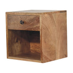 Solid Wood Floating Mini Classic Bedside, Wall-mounted, 1-Drawer, 1 Open Slot