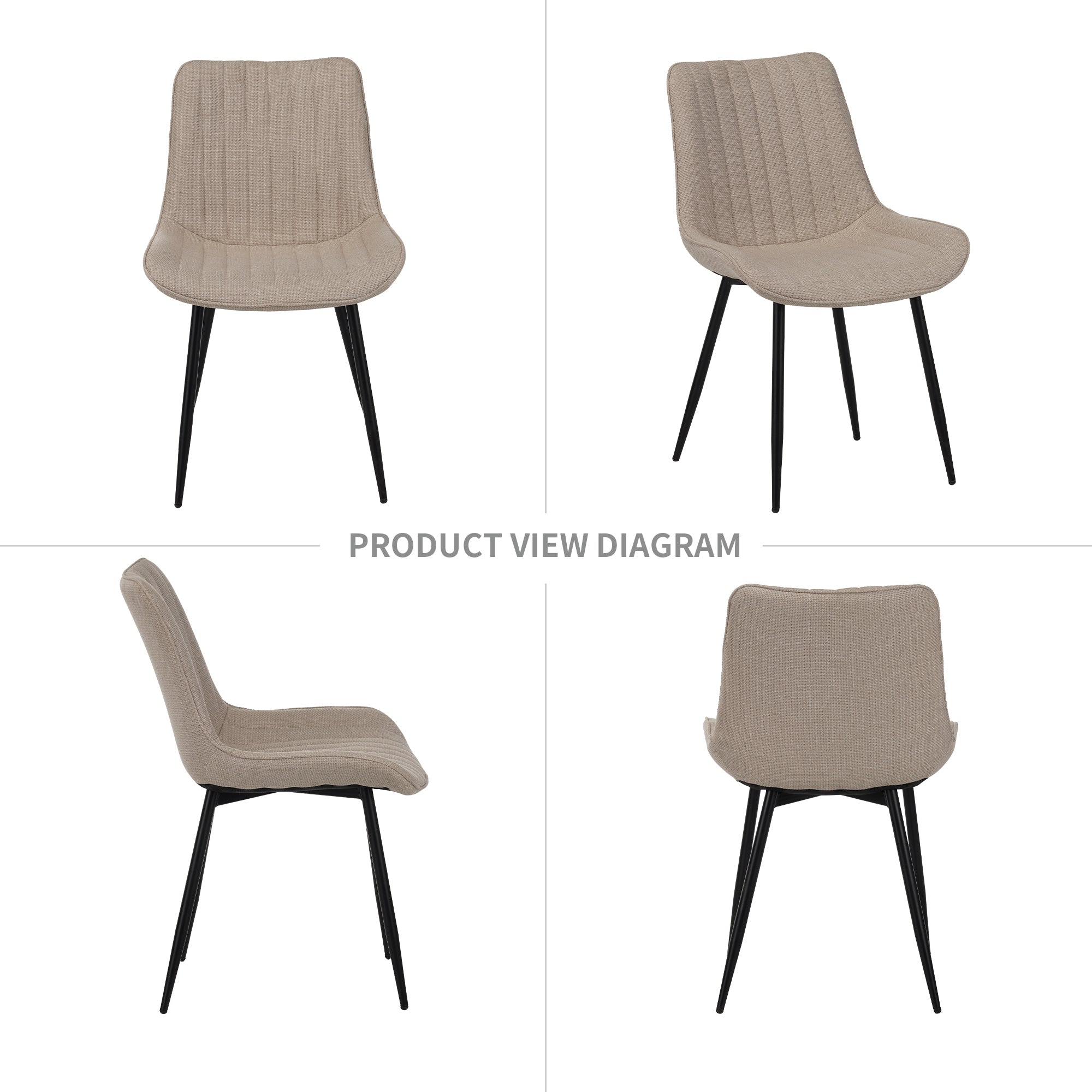 Beige Dining Chair Set - 4 Modern Kitchen Chairs