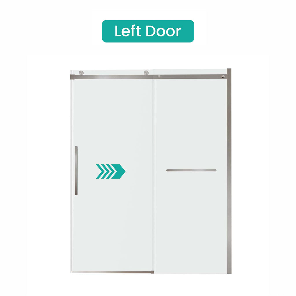 Frameless Sliding Shower Door, 56-60 Inch Width, 76 Inch Height, Brushed Nickel