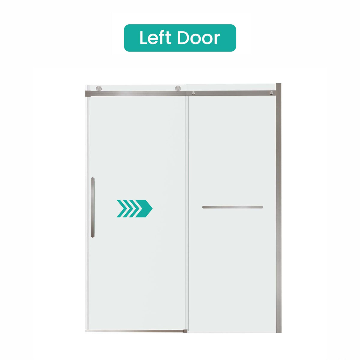 Frameless Sliding Shower Door, 56-60 Inch Width, 76 Inch Height, Brushed Nickel
