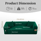 Spring Sofa with High-Quality Fabric, Pillows & Storage - Green