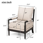 Rubber Wood Accent Chair with Upholstered Fabric