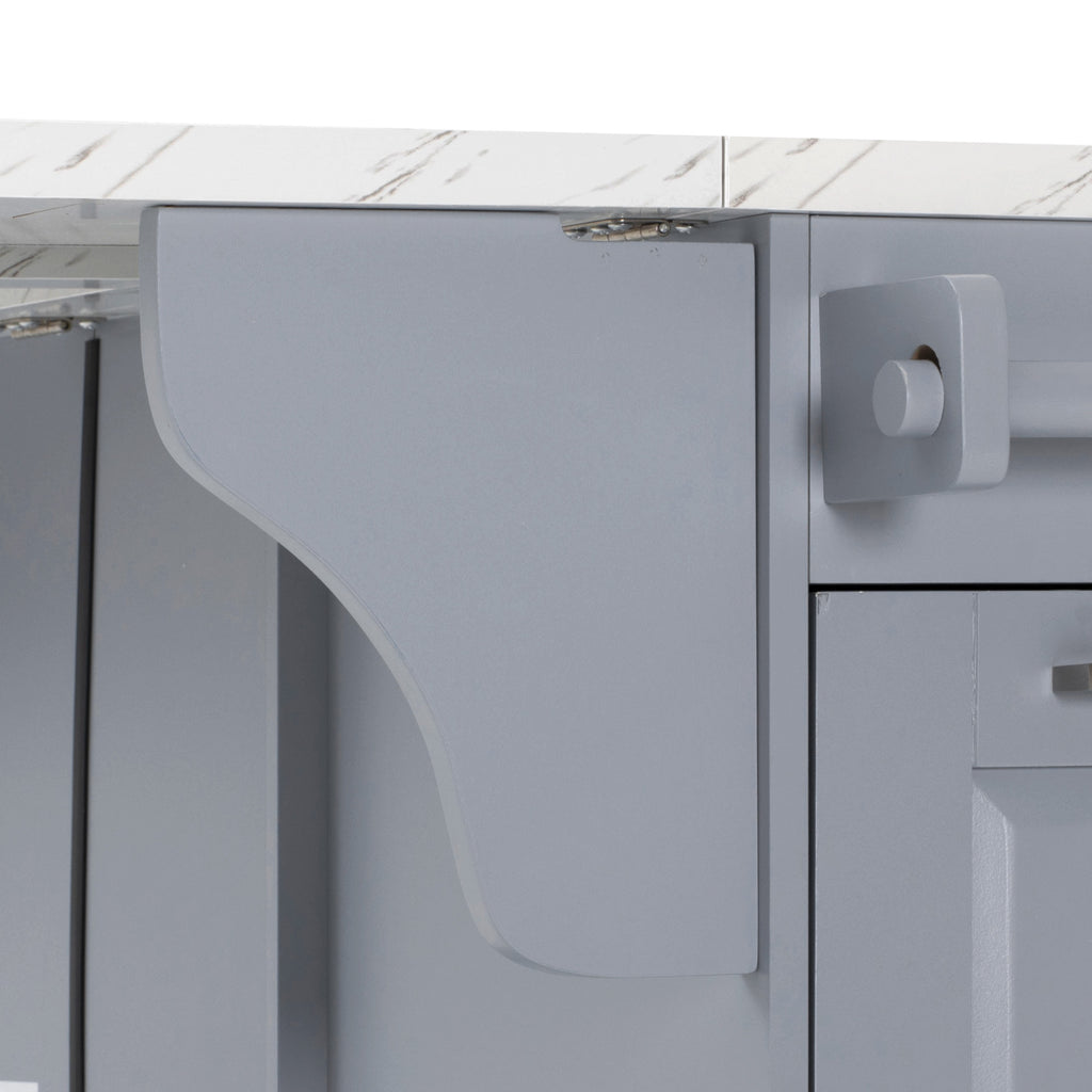 K&K 50.7" Kitchen Island with Storage Tilt Trash Can Cabinet