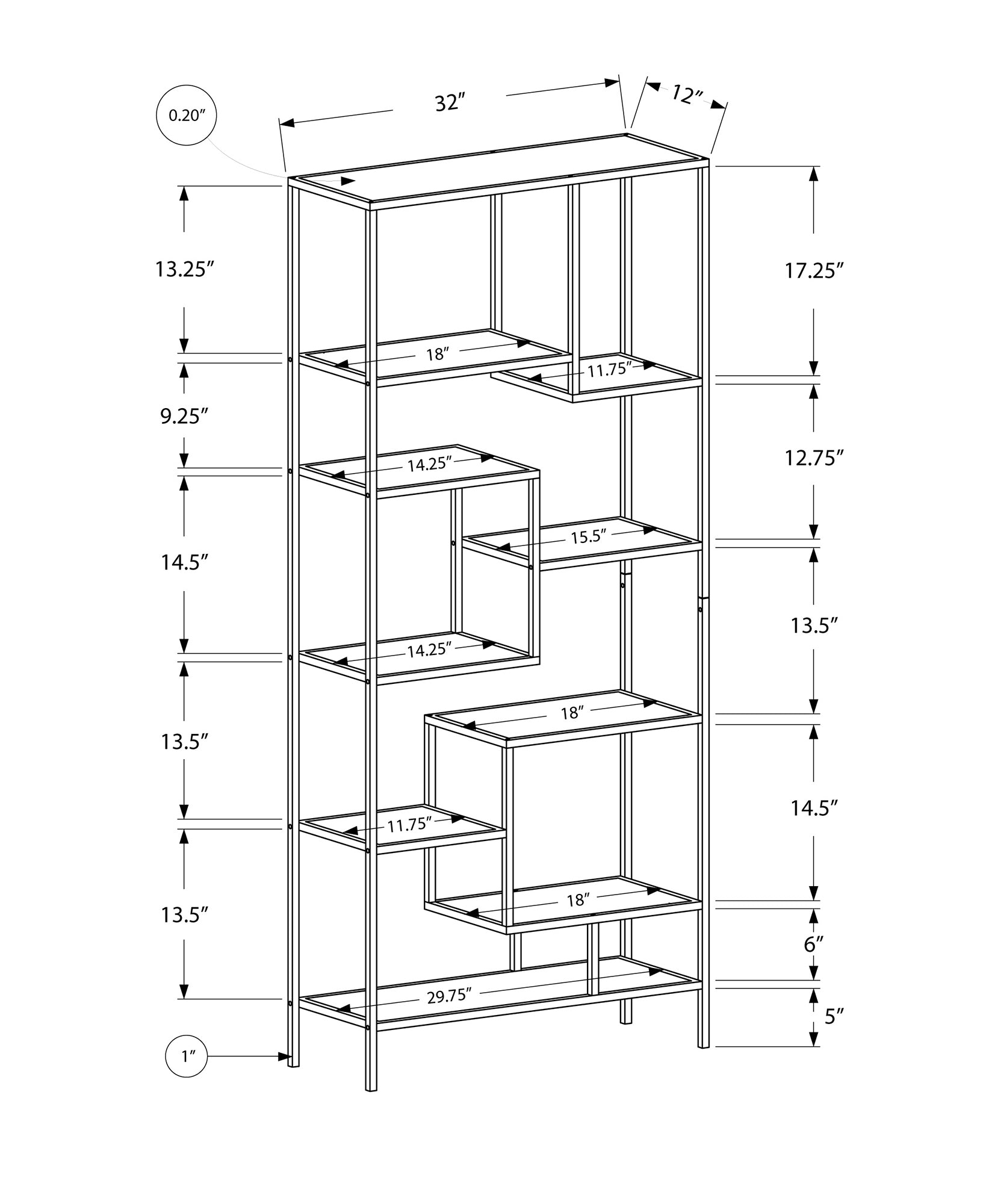 72" Tempered Glass Bookshelf
