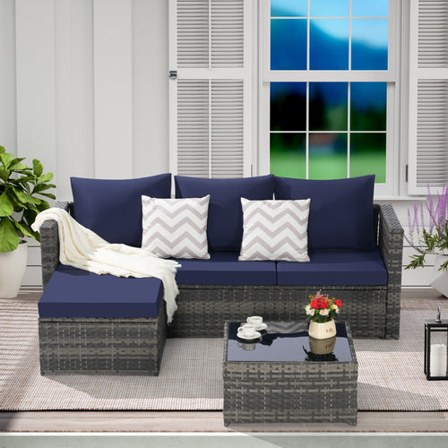 2 Pieces Patio Furniture Set, Outdoor Woven Sectional