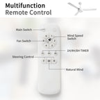 52" Ceiling Fan Without Light with Remote Control