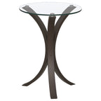 Helena Cappuccino Round Glass Top Accent Side Table