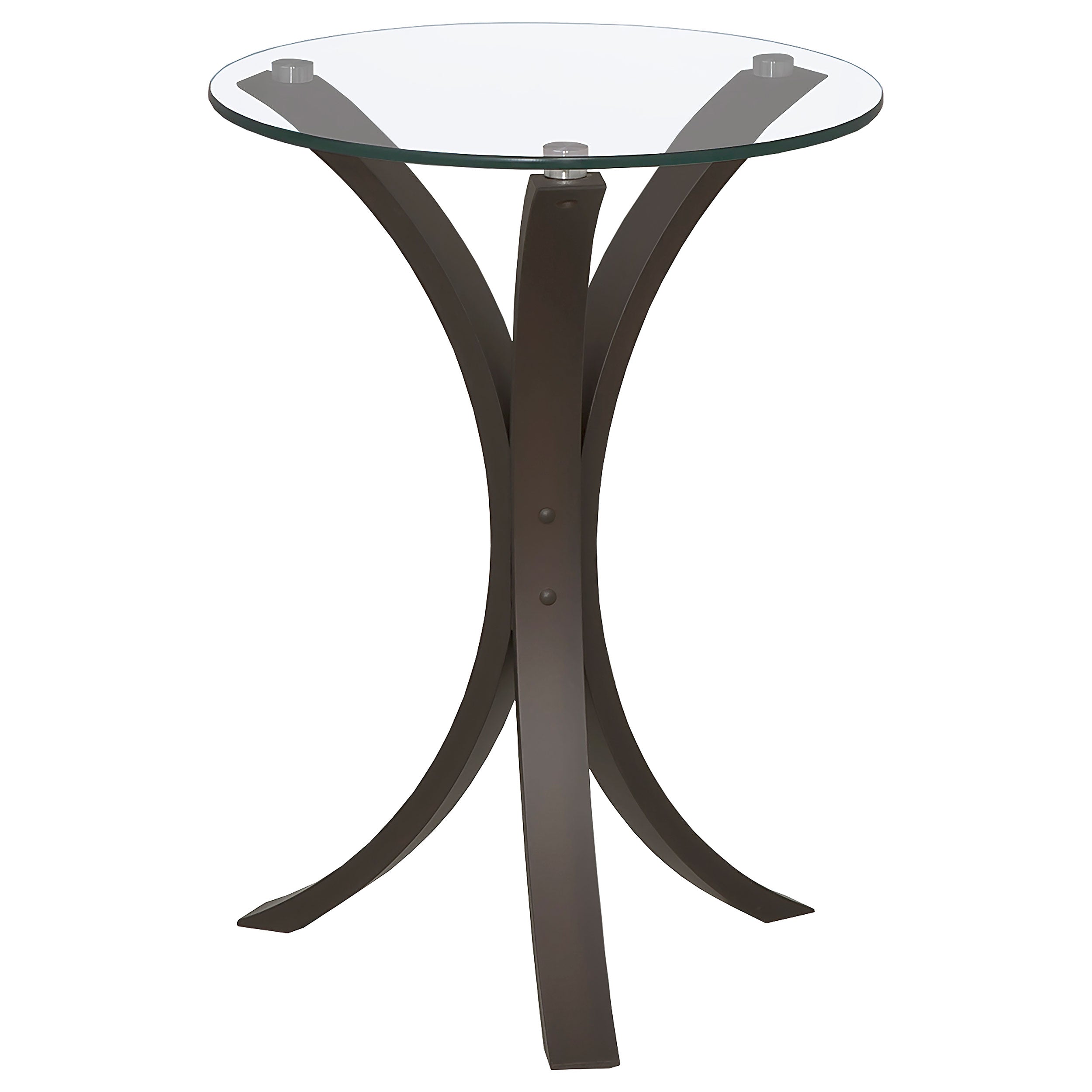 Helena Cappuccino Round Glass Top Accent Side Table