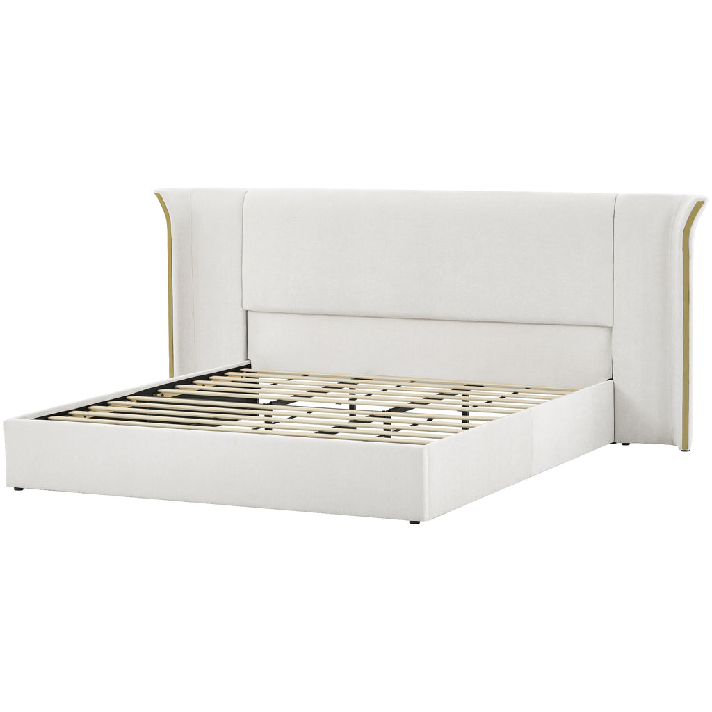 King Size Luxury Wing-Back Upholstered Bed Frame