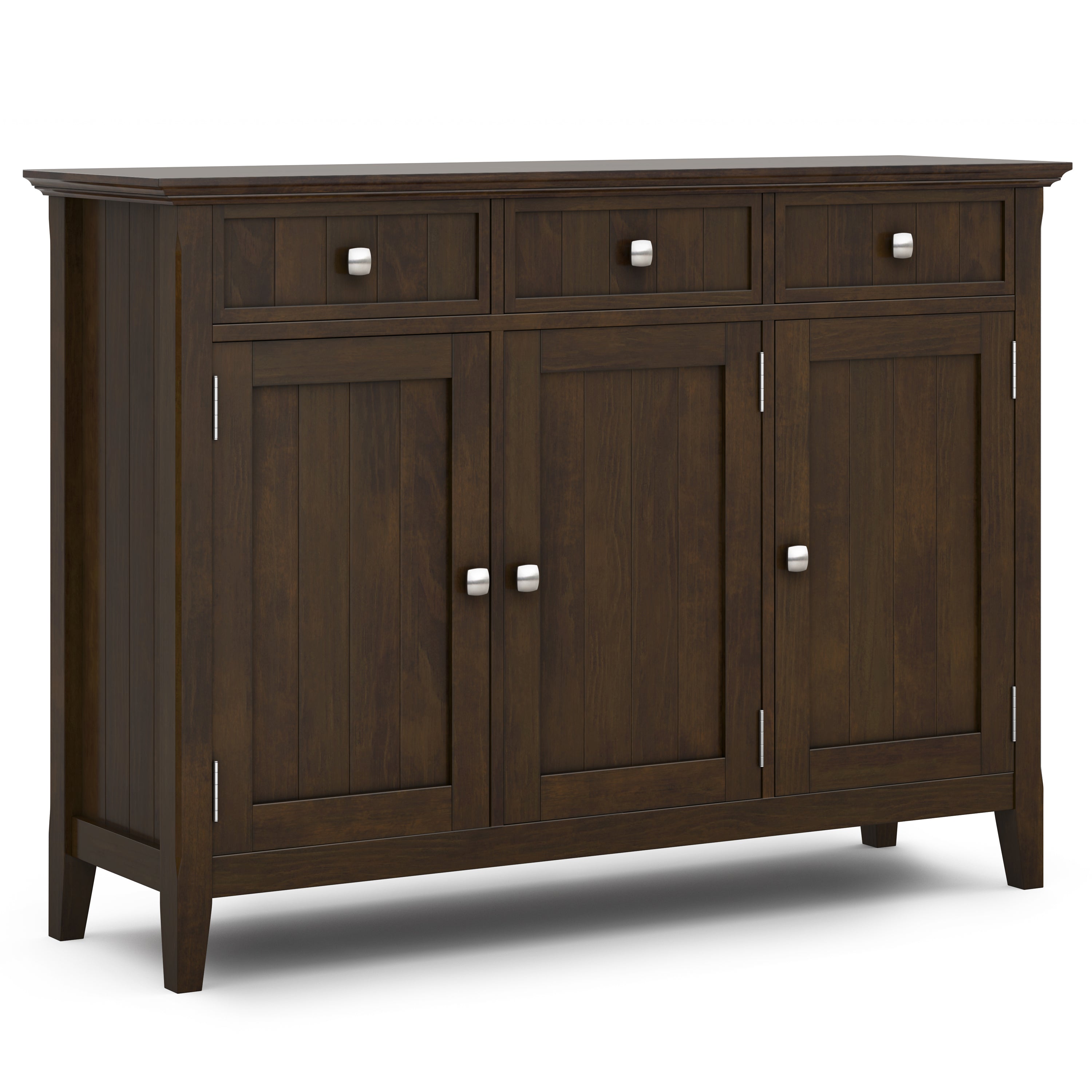 Acadian 51 Inch Wide Solid Wood Entryway Storage Cabinet in Brunette