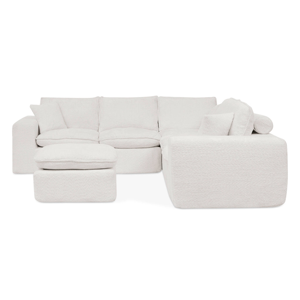 107'' Modern Boucle L-shaped Sectional Sofa with Moveable Ottoman