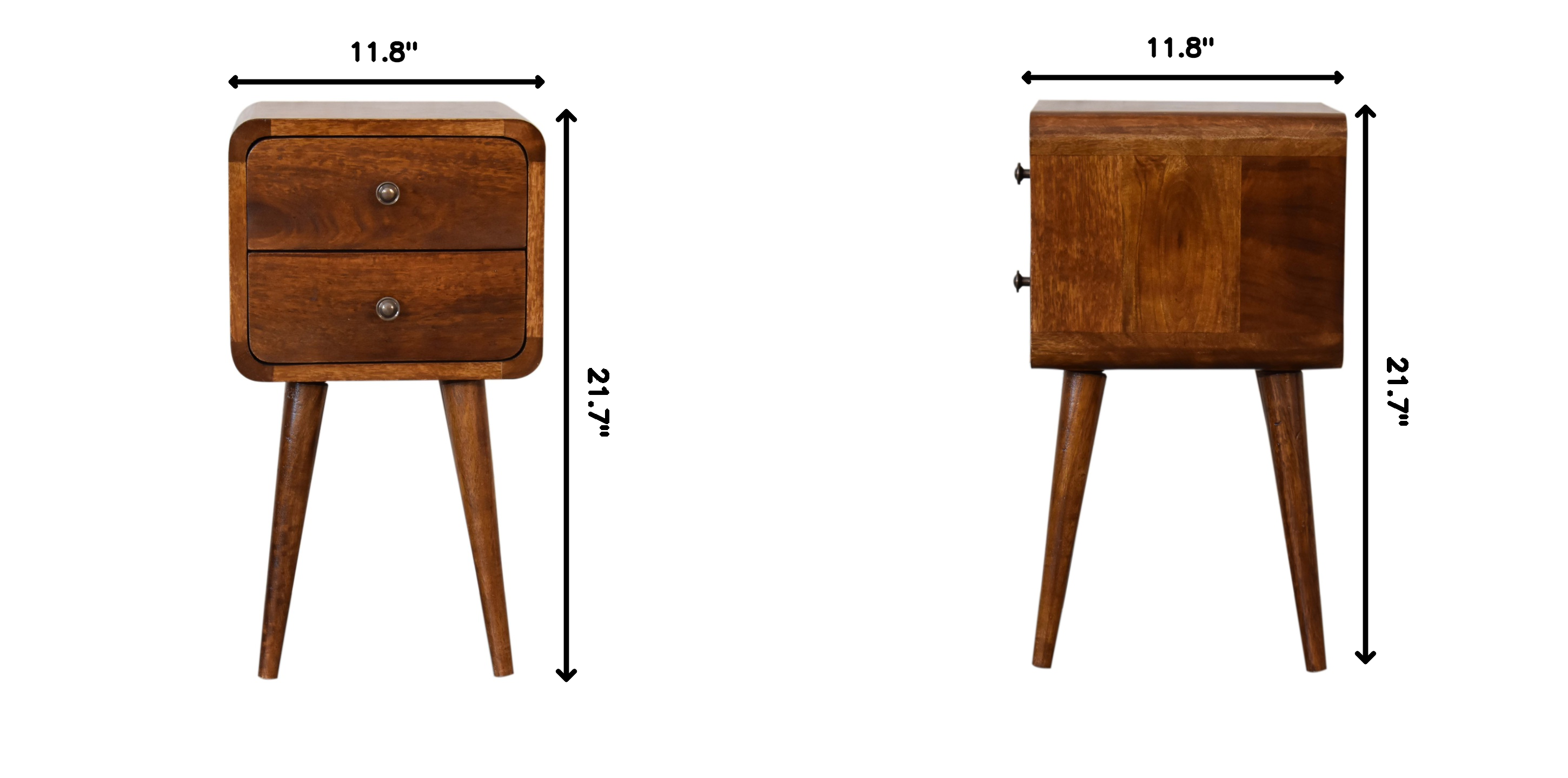 Soli Wood Mini Chestnut Curved Nightstand